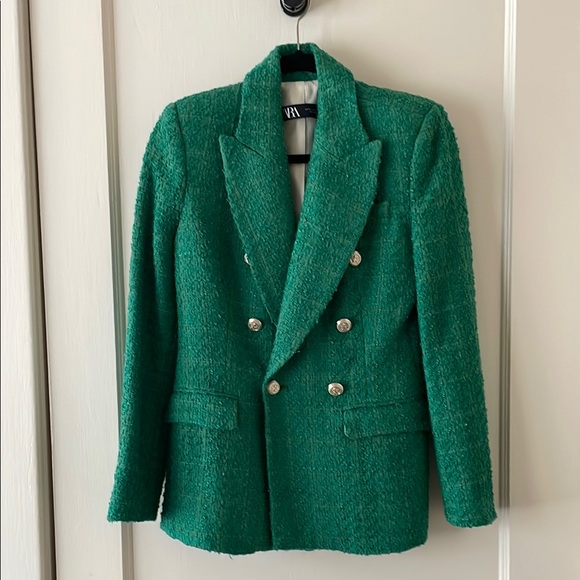 Zara Textured Double Breasted Blazer - Picture 3 of 11